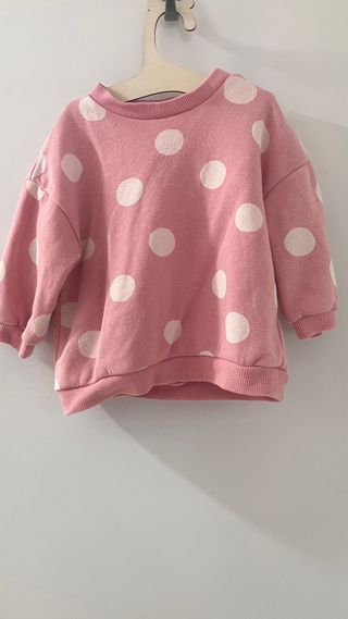Sudadera bebé niña lunares rosa