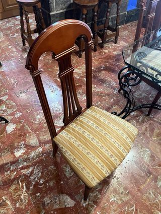 Mesa comedor forja y cristal + 6 sillas