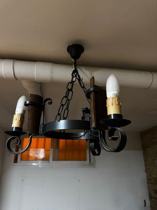 Conjunto de 3 Lámparas rústica metal y madera