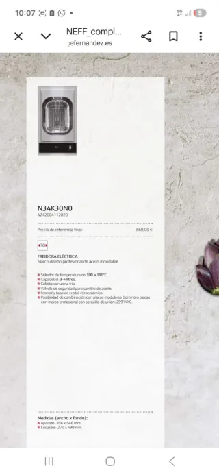 Freidora encastre Neff