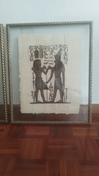 2 Cuadros Papiro Egipcio Antiguo Marco Madera