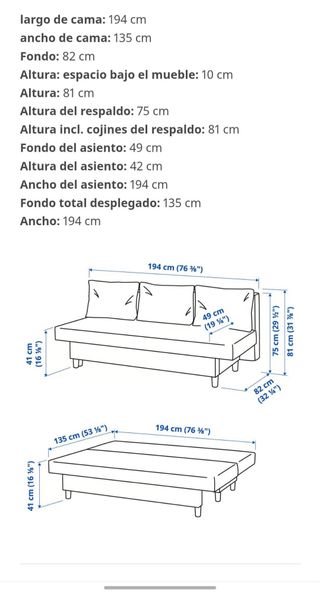 Sofá cama ALVDALEN IKEA 3 plazas