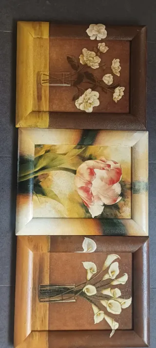 Set 3 Cuadros Flores Decorativos