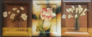 Set 3 Cuadros Flores Decorativos