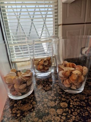 3 Jarrones Cristal Orquídeas Piedras