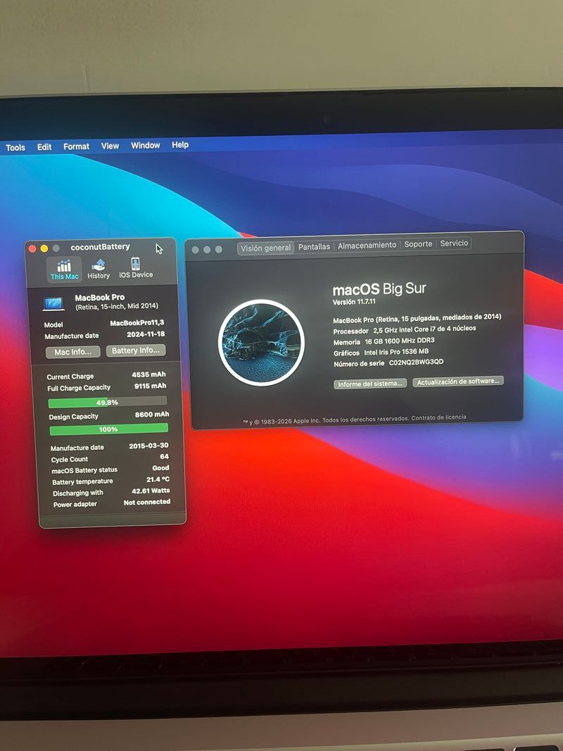 MacBook Pro 15 Retina 2014 A1398 Plata afbeelding 2