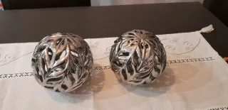 Sfere in ceramica Zen argentate con motivi floreali