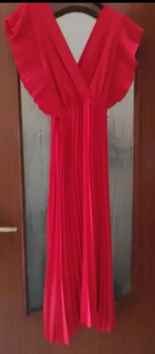 Abito lungo plissettato rosso