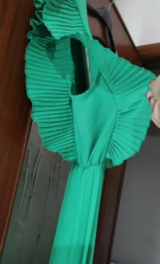 Abito lungo verde plissettato