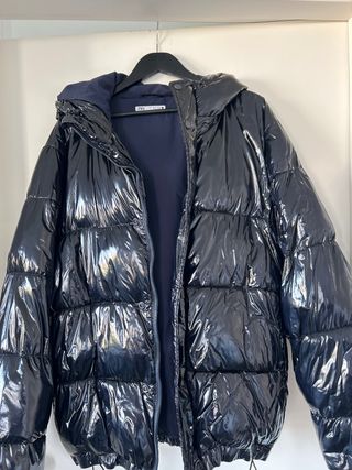 Plumífero Zara Negro/Azul Brillo Talla M