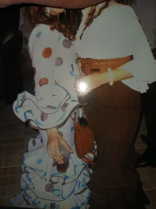 Traje de flamenca lunares azul y marrón