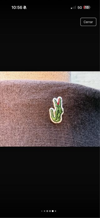 Jersey Lacoste Cuello Pico Marrón