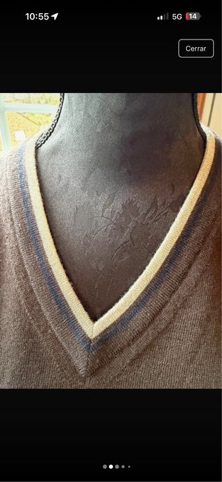 Jersey Lacoste Cuello Pico Marrón