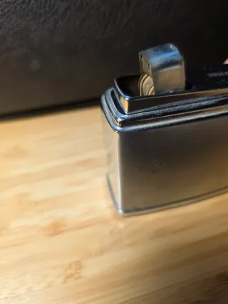 Mechero Mesa butano Fisher Antiguo Cromado