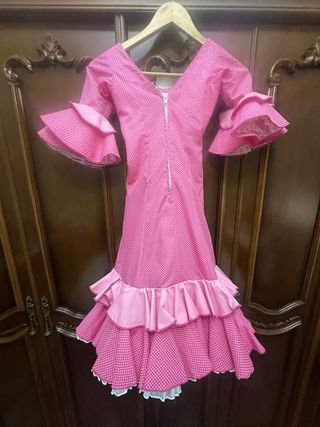 Traje de flamenca niña rosa