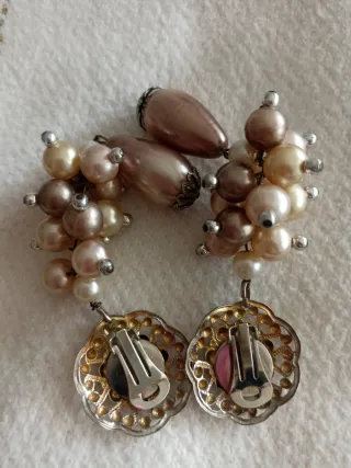 Pendientes vintage largos perlas y gota