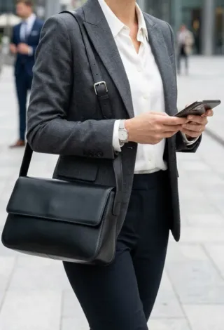 Borsa vera pelle nera vintage anni 90