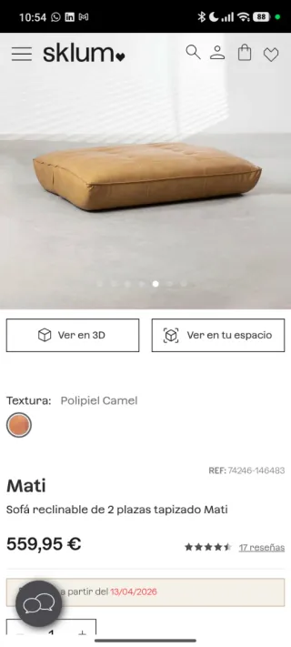 Sofá Cama Sklum Mati 2 Plazas Reclinable