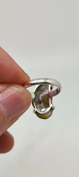 Anillo de Plata y Turmalina Sandía.