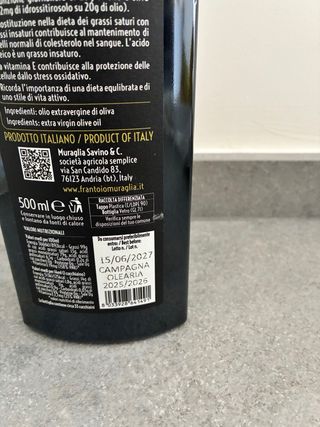Olio Extravergine d'Oliva Frantoio Muraglia