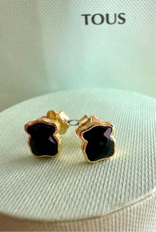 Pendientes Tous Nuevos Oso Ónix Baño Oro