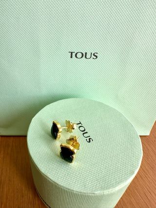 Pendientes Tous Nuevos Oso Ónix Baño Oro