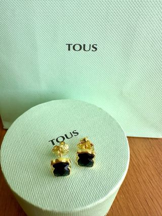 Pendientes Tous Nuevos Oso Ónix Baño Oro