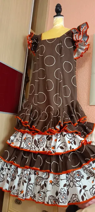 Vestido Flamenca Marrón Lunares Talla 50