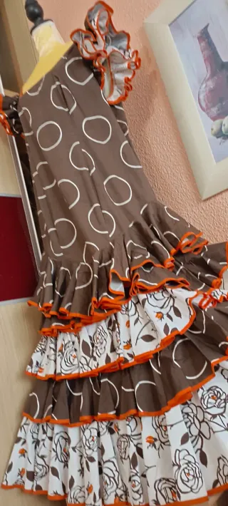 Vestido Flamenca Marrón Lunares Talla 50