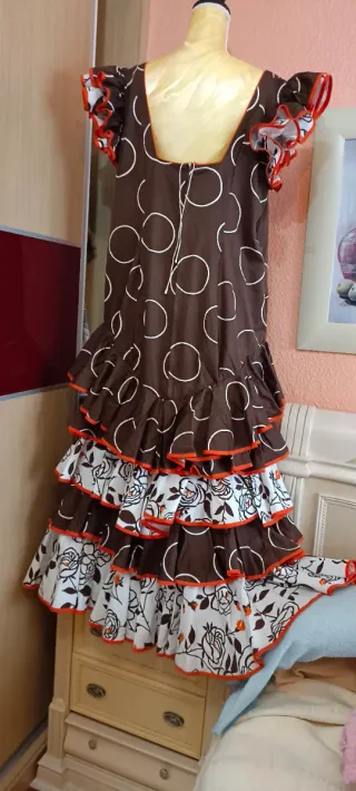 Vestido Flamenca Marrón Lunares Talla 50