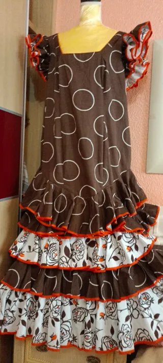 Vestido Flamenca Marrón Lunares Talla 50