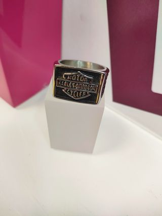 Anillo acero  plateado tipo sello cuadrado harley davidson T