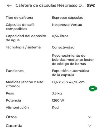 Cafetera Nespresso Vertuo Pop Delonghi