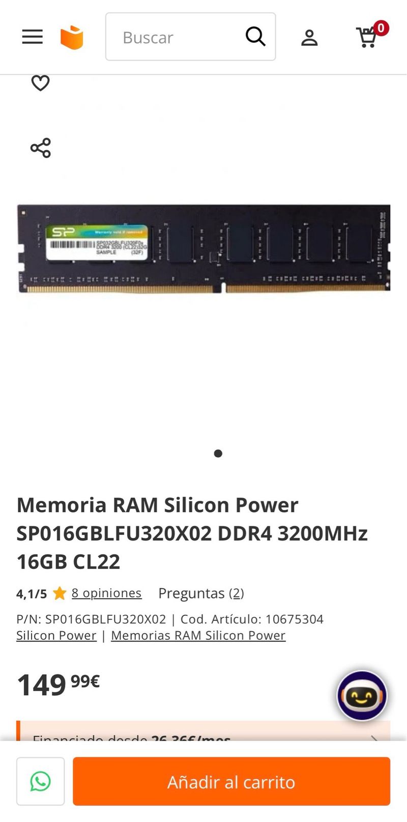 4 x SP 16GB DDR4 3200MHz RAM