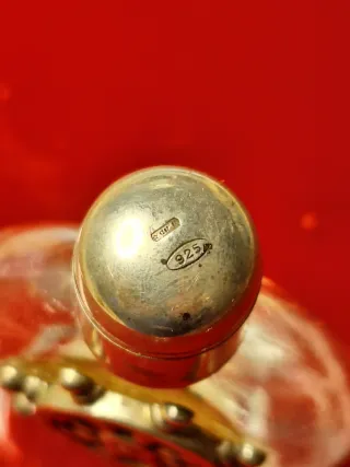 Botella perfume antigua plata timón