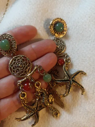 Pendientes vintage mar con estrellas y caballitos