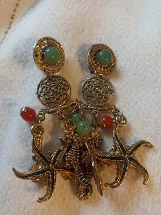 Pendientes vintage mar con estrellas y caballitos