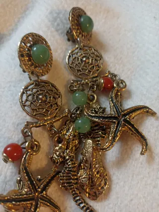 Pendientes vintage mar con estrellas y caballitos