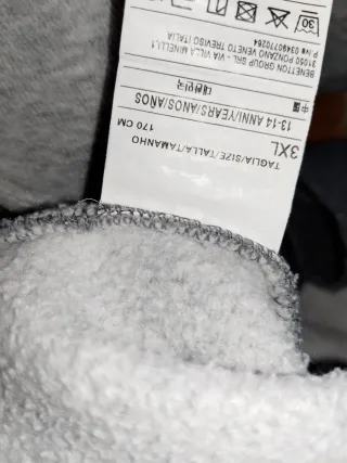 Sudadera Benetton Gris Talla 3XL (14-15 años)