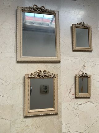Conjunto 4 Espejos Decorativos Beige y Dorado