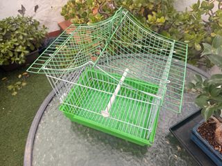 Jaula para canario verde y blanca