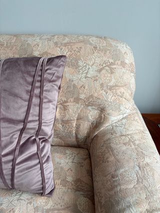 Sofá vintage 3 plazas tela y terciopelo