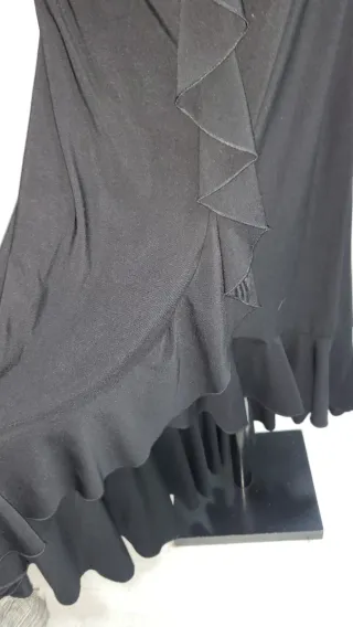 Vestido fiesta negro y beige con encaje