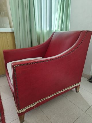Poltrona vintage in pelle rossa