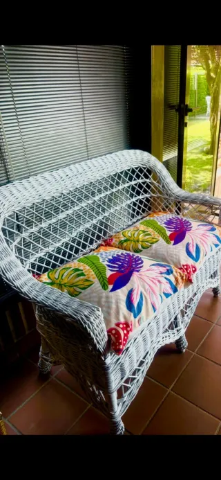 Sofá 2 plazas mimbre blanco exterior