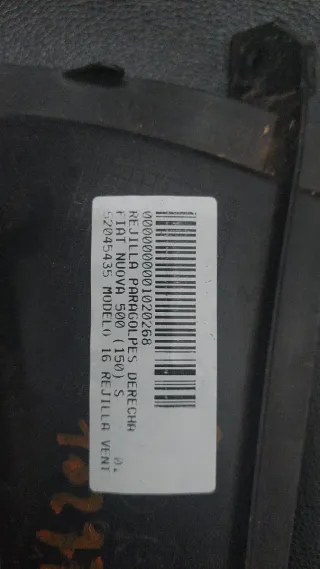 Rejilla Parachoques Fiat 500 Derecha 2022