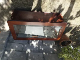 Mesa auxiliar madera y cristal