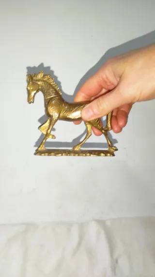 Figura caballo trote bronce macizo antigua