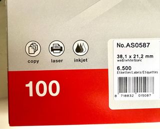 Etiquetas a-series AS0587, 100 hojas como las apli