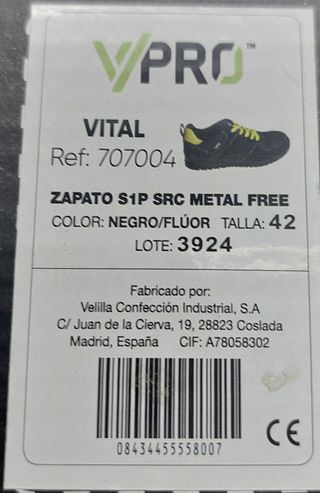 Zapato seguridad Chintex Vital Talla 41